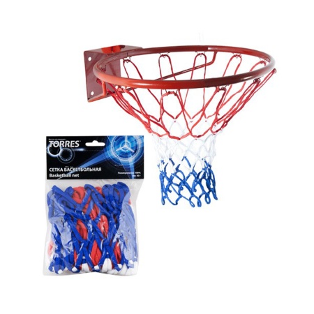 Купить Сетка баскетбольная Torres, нить 4 мм, бело-сине-красная в Алзамае 